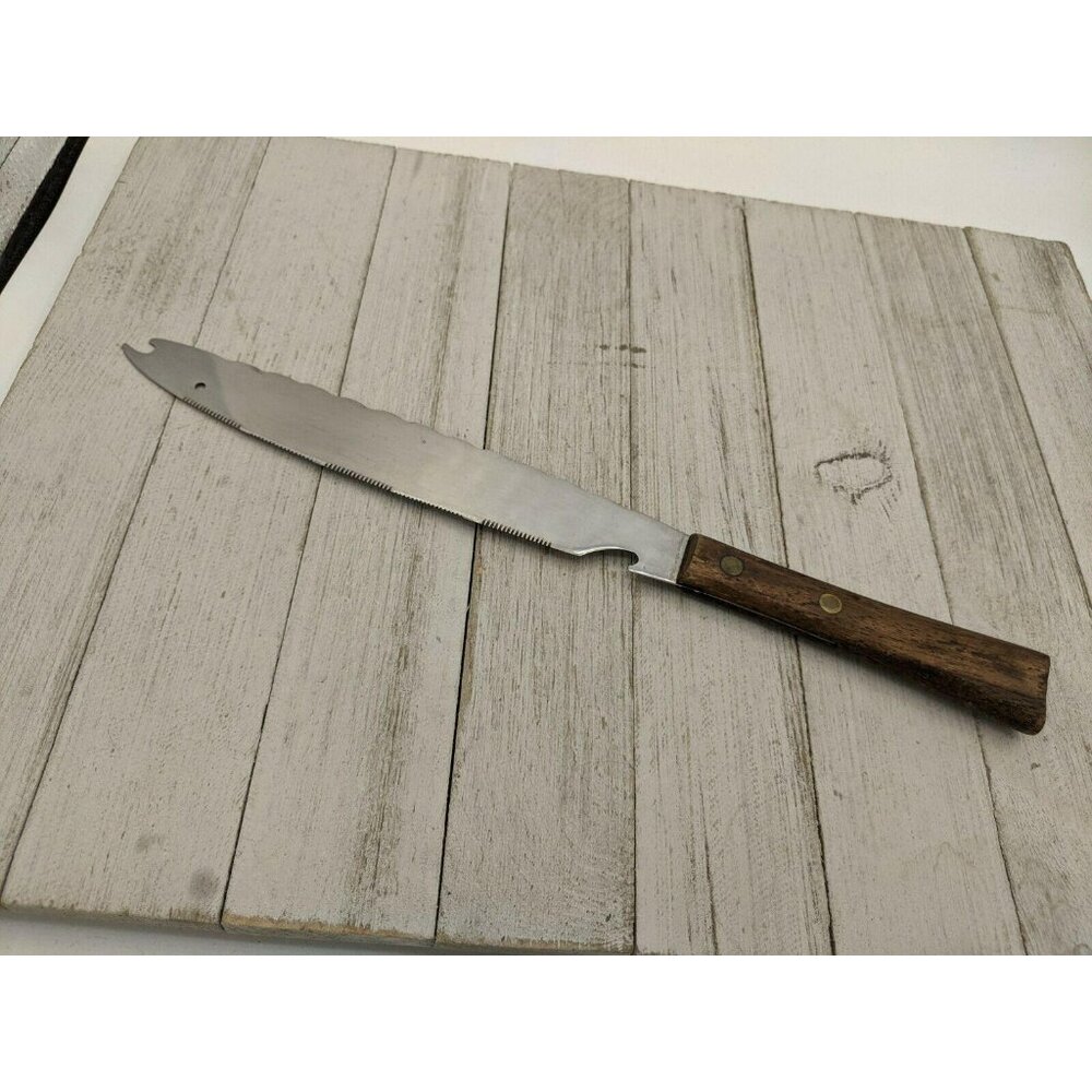 Vegetable Utility All Purpose Carving Slicing Knife Serrated 2 Prongs Japan 12"